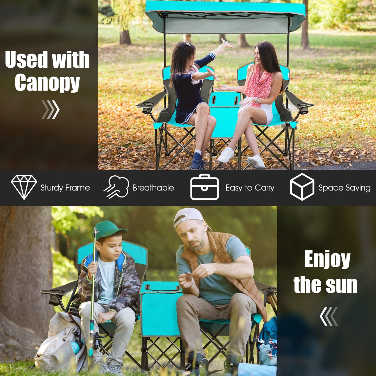 Portable Folding Camping Chair With Cup Holder, Turquoise Camping Furniture at Gallery Canada
