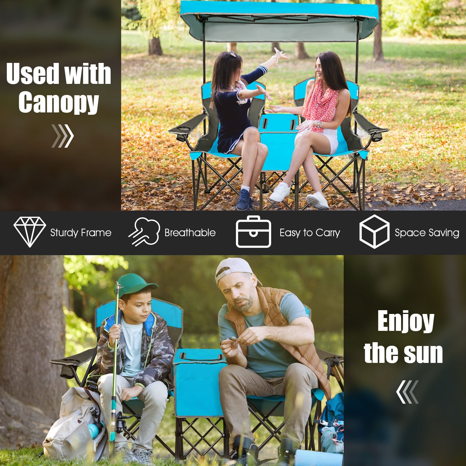 Portable Folding Camping Canopy Chair With Cup Holder, Blue Camping Furniture at Gallery Canada