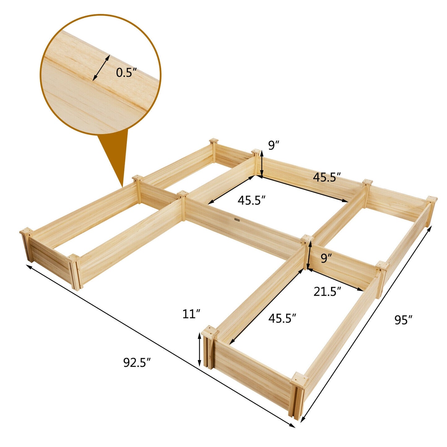 U-Shaped Wooden Garden Raised Bed, Natural Raised Garden Beds at Gallery Canada