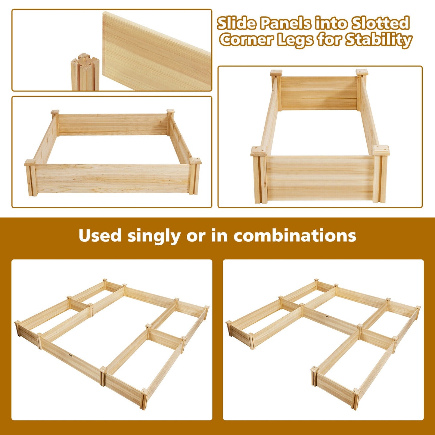 U-Shaped Wooden Garden Raised Bed, Natural Raised Garden Beds at Gallery Canada