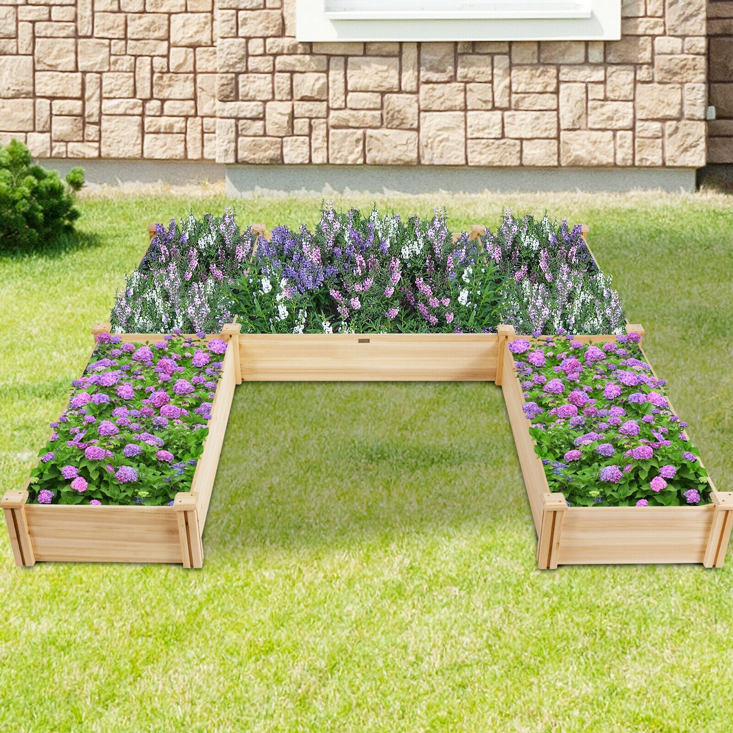 U-Shaped Wooden Garden Raised Bed, Natural Raised Garden Beds at Gallery Canada