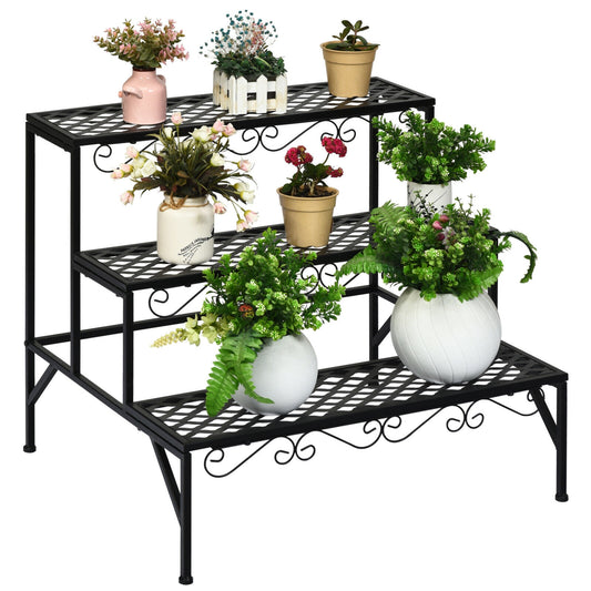 3-Tier Metal Plant Stand, Black Plant Stands Black at Gallery Canada