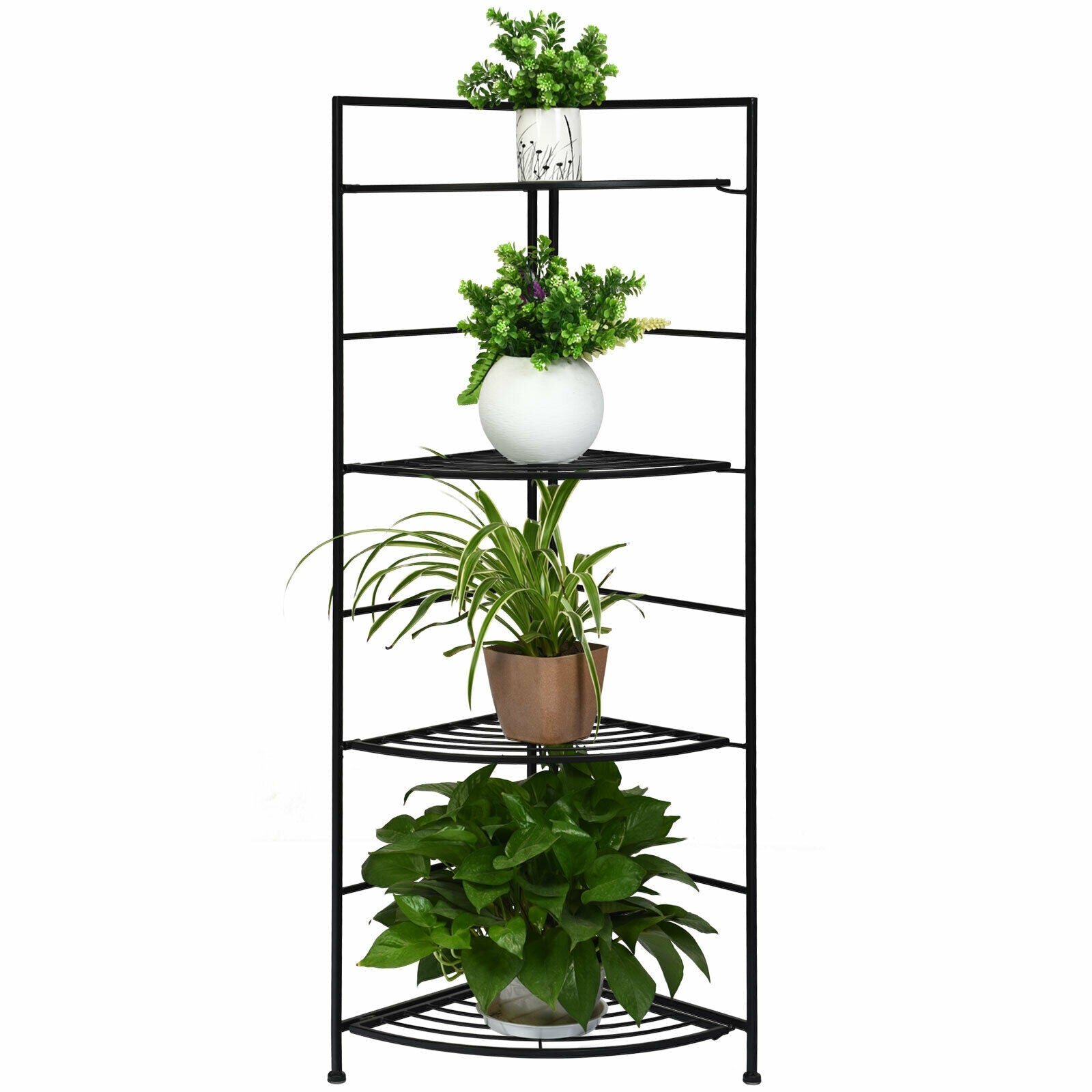 4 Tier Metal Shelf Plant Stand, Black Plant Stands at Gallery Canada