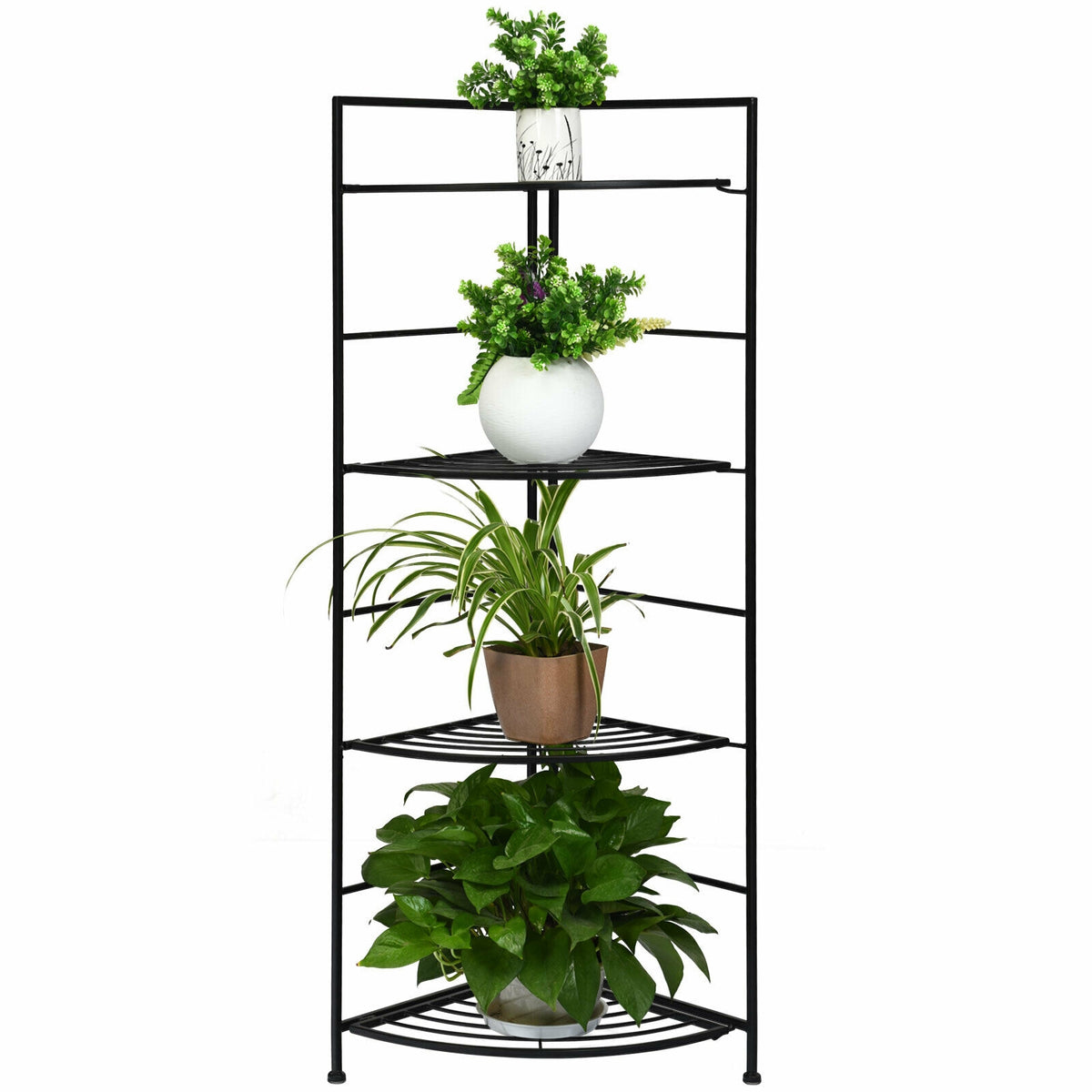 4 Tier Metal Shelf Plant Stand, Black Plant Stands at Gallery Canada