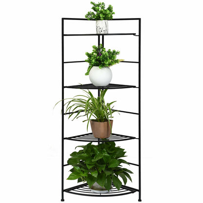 4 Tier Metal Shelf Plant Stand, Black Plant Stands at Gallery Canada