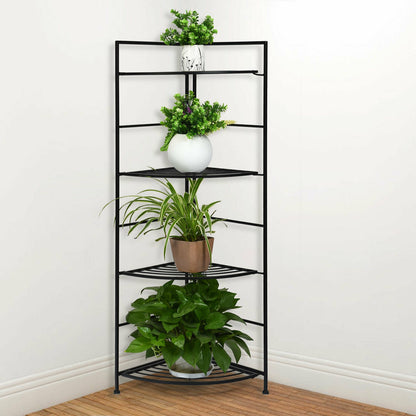 4 Tier Metal Shelf Plant Stand, Black Plant Stands at Gallery Canada