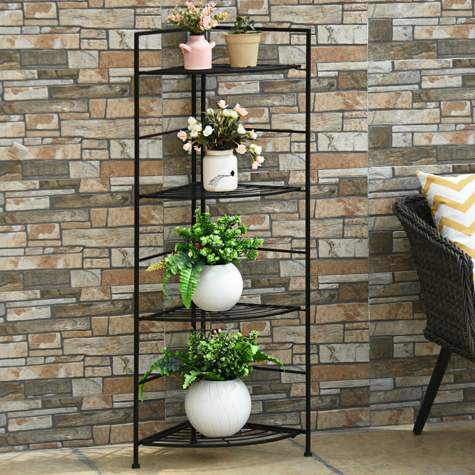 4 Tier Metal Shelf Plant Stand, Black Plant Stands at Gallery Canada