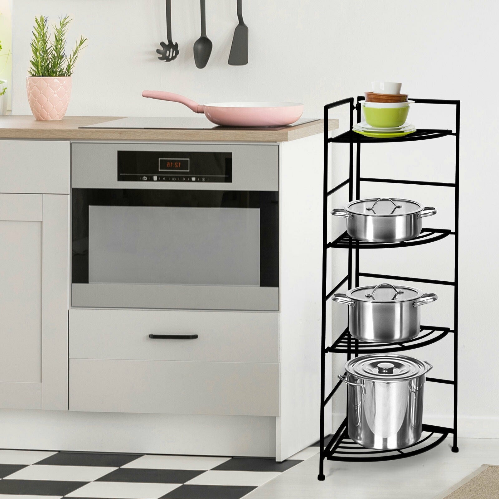 4 Tier Metal Shelf Plant Stand, Black Plant Stands at Gallery Canada