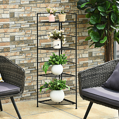 4 Tier Metal Shelf Plant Stand, Black Plant Stands at Gallery Canada