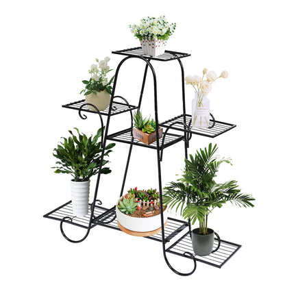 7 Tier Metal Patio Plant Stand, Black Plant Stands at Gallery Canada