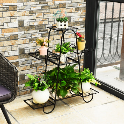 7 Tier Metal Patio Plant Stand, Black Plant Stands at Gallery Canada