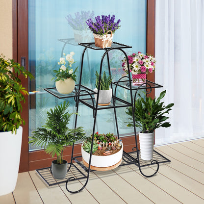 7 Tier Metal Patio Plant Stand, Black Plant Stands at Gallery Canada