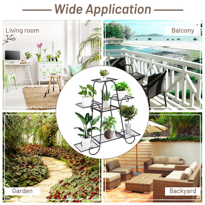 7 Tier Metal Patio Plant Stand, Black Plant Stands at Gallery Canada