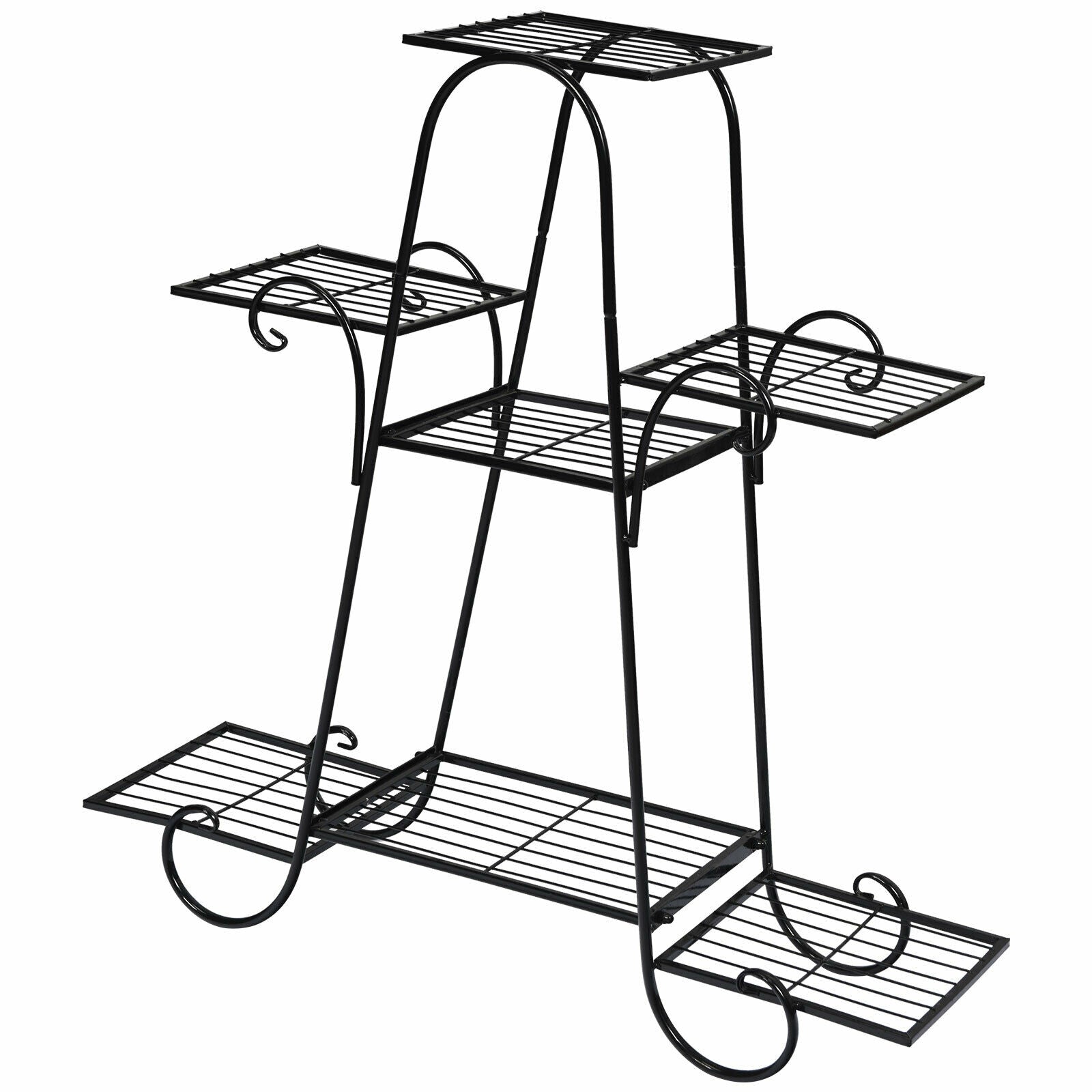 7 Tier Metal Patio Plant Stand, Black Plant Stands at Gallery Canada