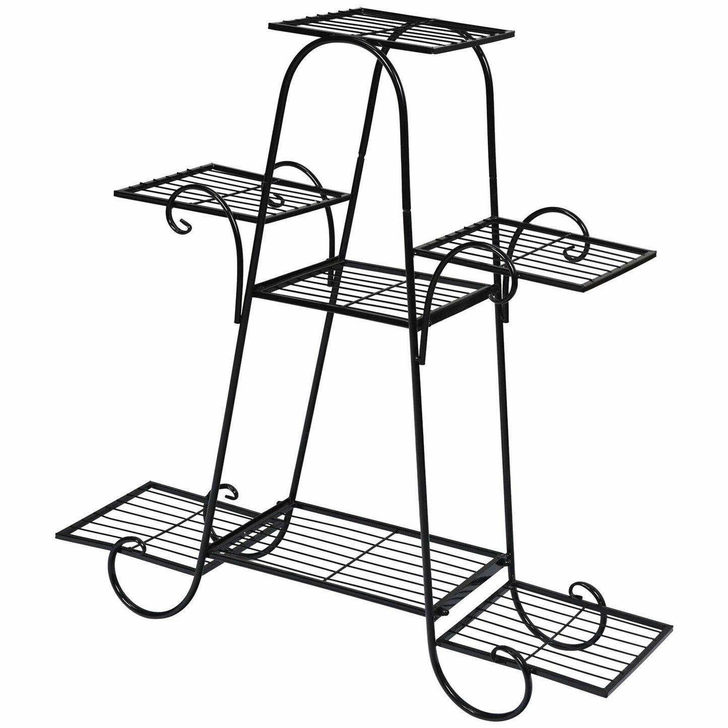 7 Tier Metal Patio Plant Stand, Black Plant Stands at Gallery Canada