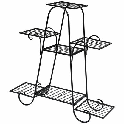 7 Tier Metal Patio Plant Stand, Black Plant Stands at Gallery Canada
