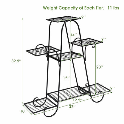 7 Tier Metal Patio Plant Stand, Black Plant Stands at Gallery Canada