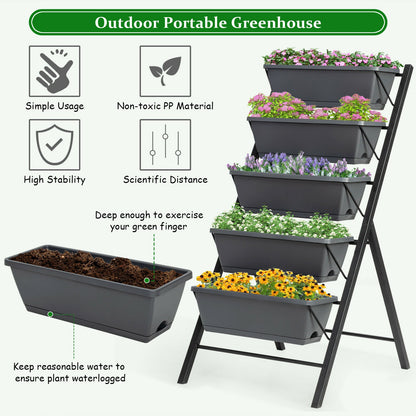 5-Tier Raised Garden Bed, Water Drainage, Flowers Vegetables, Black Raised Garden Beds at Gallery Canada