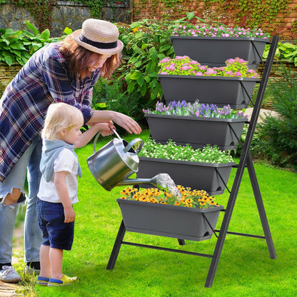 5-Tier Raised Garden Bed, Water Drainage, Flowers Vegetables, Black Raised Garden Beds at Gallery Canada