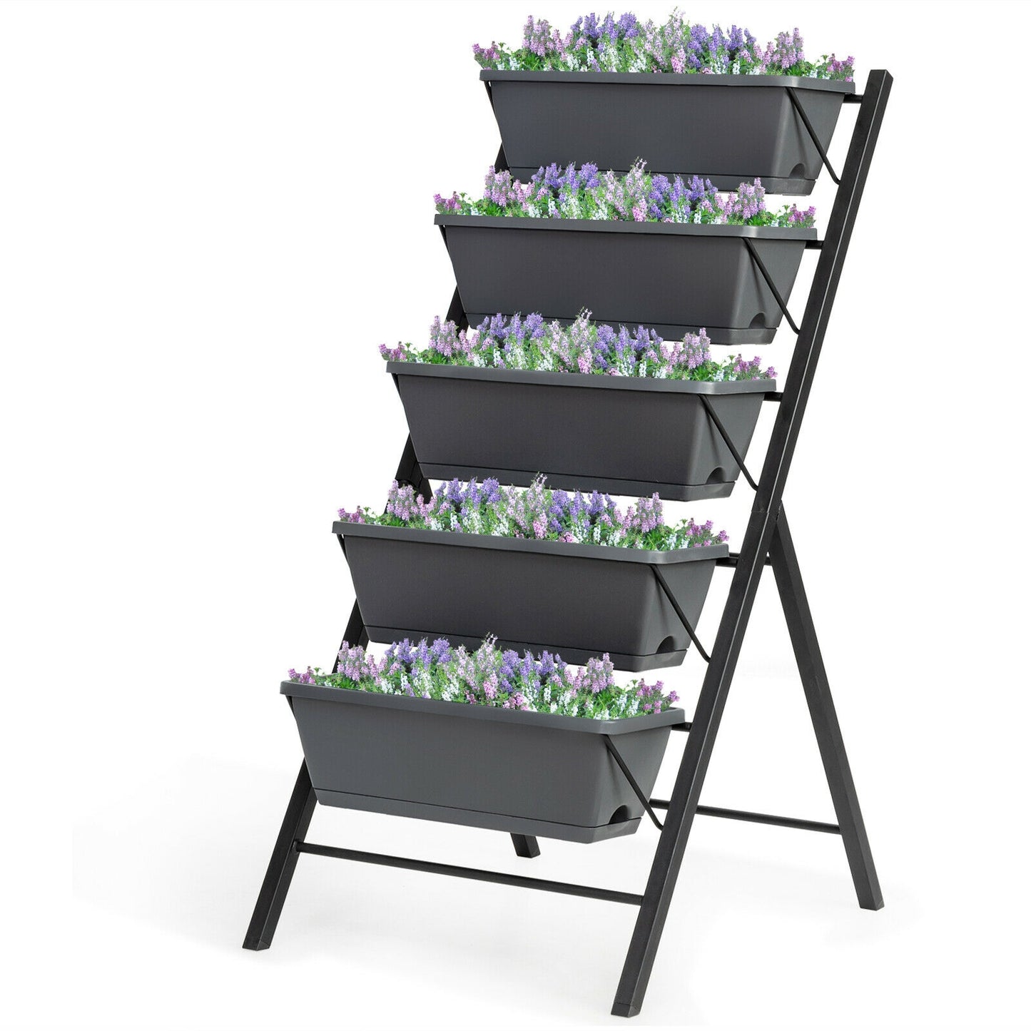 5-Tier Raised Garden Bed, Water Drainage, Flowers Vegetables, Black Raised Garden Beds at Gallery Canada