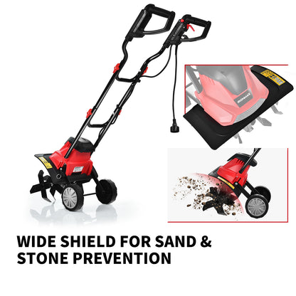 14-Inch 10 Amp Corded Electric Tiller, 9-Inch Tilling Depth, Black, Red Garden Tools at Gallery Canada
