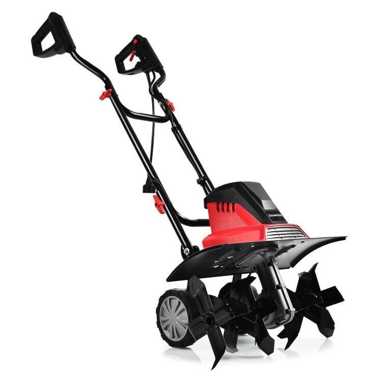17-Inch 13.5 Amp Corded Electric Tiller, 9-Inch Tilling Depth, Red, Black Garden Tools at Gallery Canada