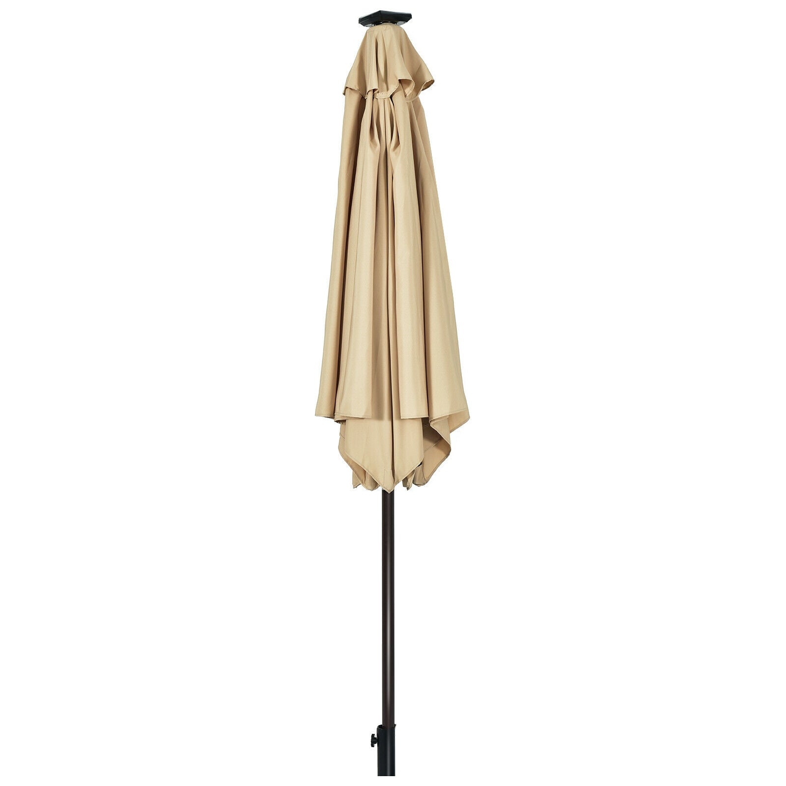 9' Solar LED Patio Umbrella, Tilt Crank Lift, Beige Outdoor Umbrellas at Gallery Canada