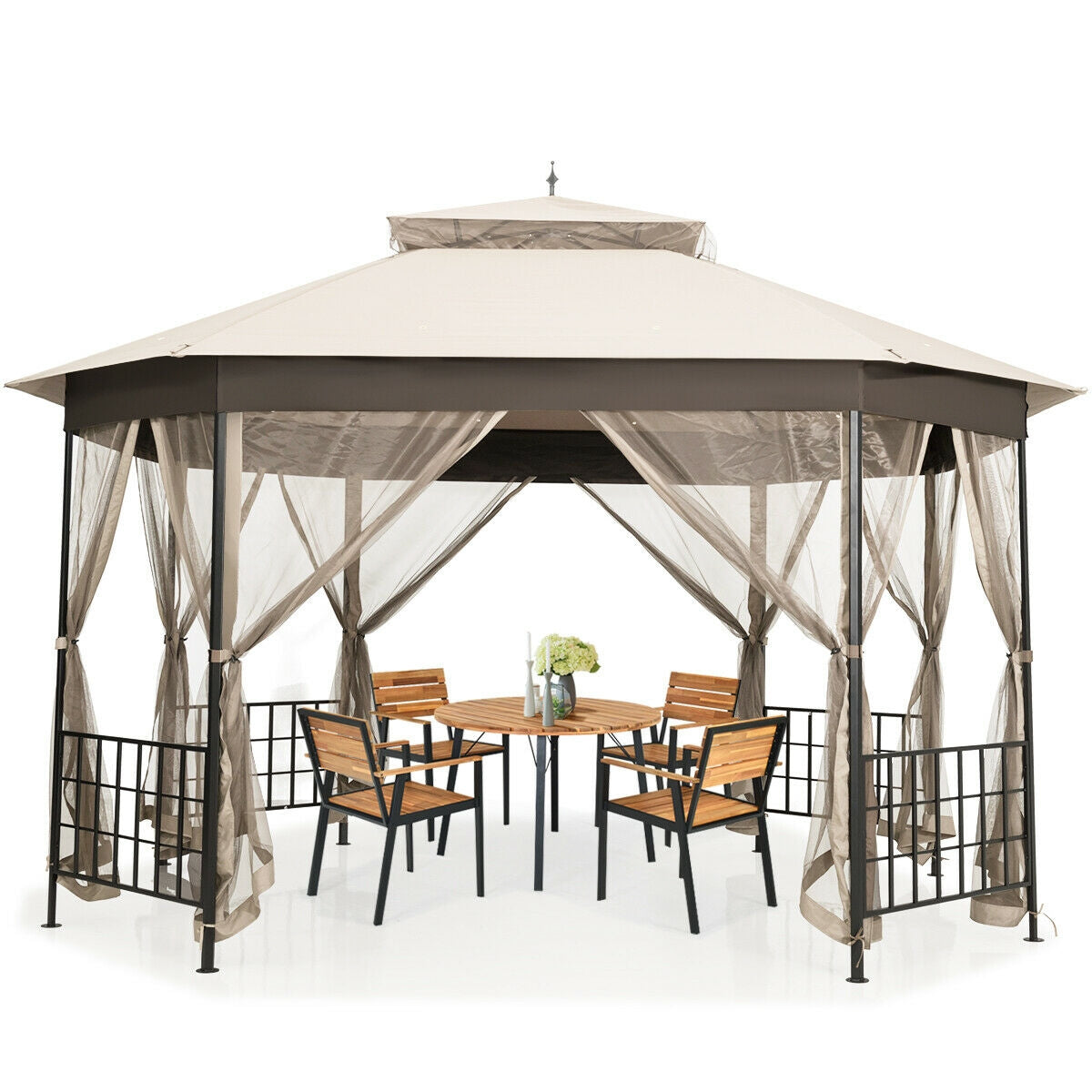 10'x12' Octagonal Patio Gazebo, Beige Gazebos at Gallery Canada