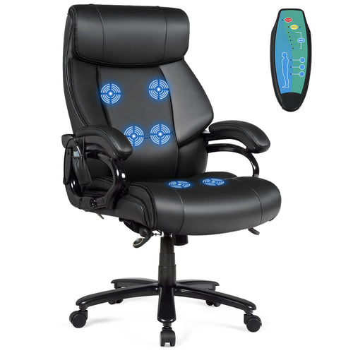 400lb PU Leather Massage Office Chair, Black