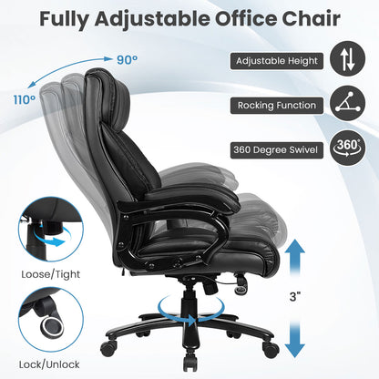 400lb PU Leather Massage Office Chair, Black Big and Tall Chairs at Gallery Canada