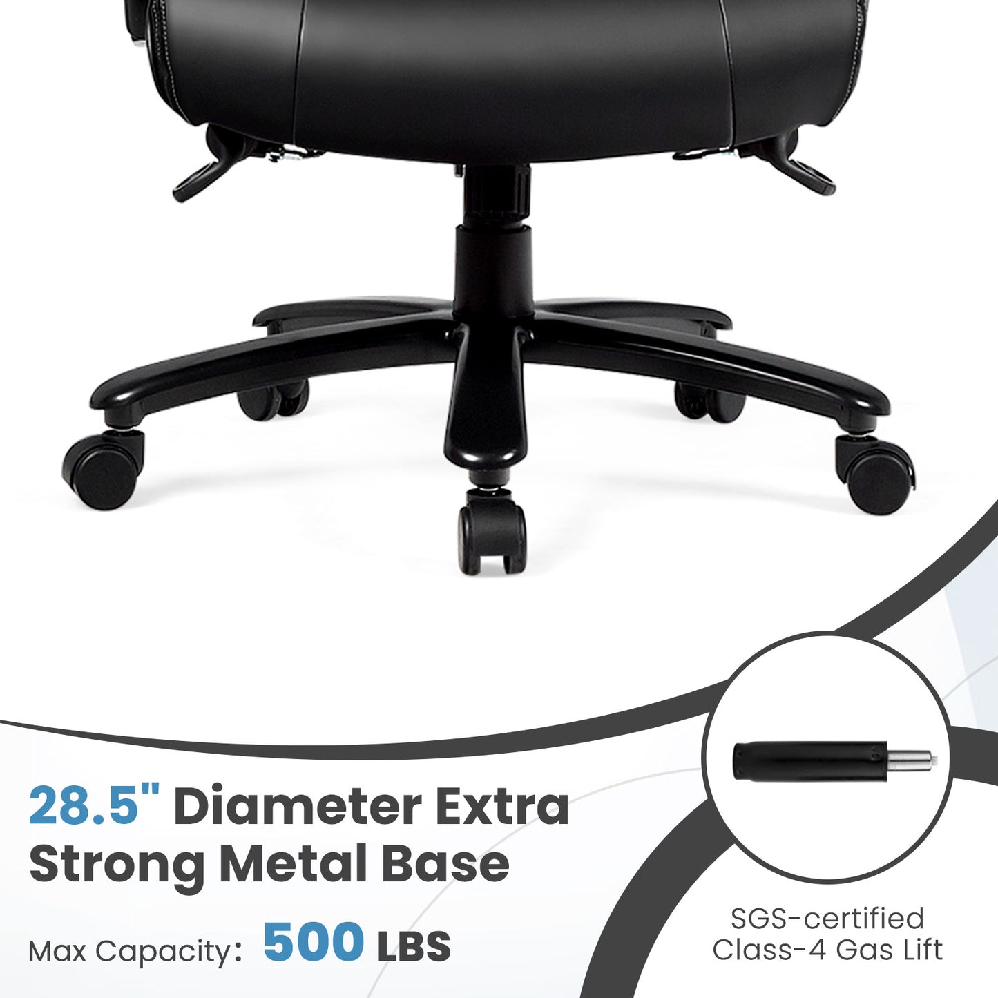 400lb PU Leather Massage Office Chair, Black Big and Tall Chairs at Gallery Canada