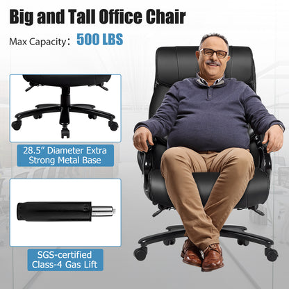 400lb PU Leather Massage Office Chair, Black Big and Tall Chairs at Gallery Canada