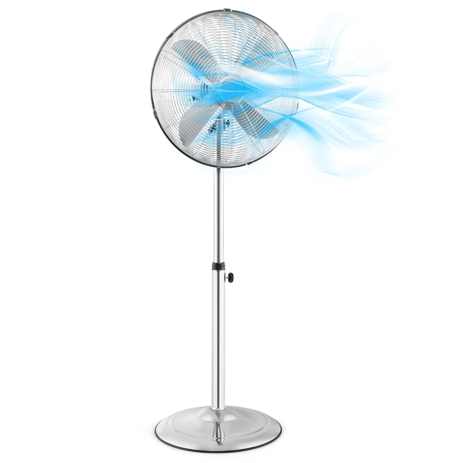 16 Inch Pedestal Standing Fan, 3 Speeds, Adjustable Height, Silver Fans at Gallery Canada