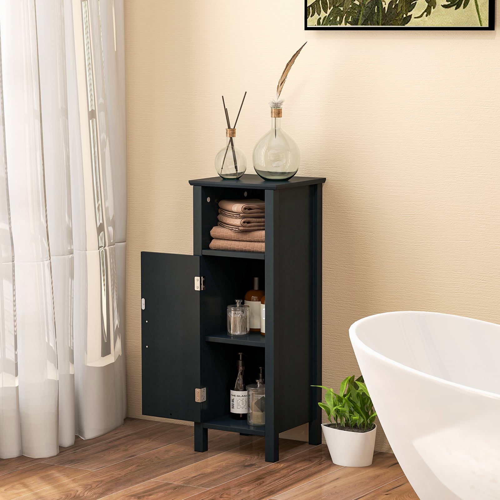 2-Tier Bathroom Storage Cabinet, Black Floor Cabinets at Gallery Canada