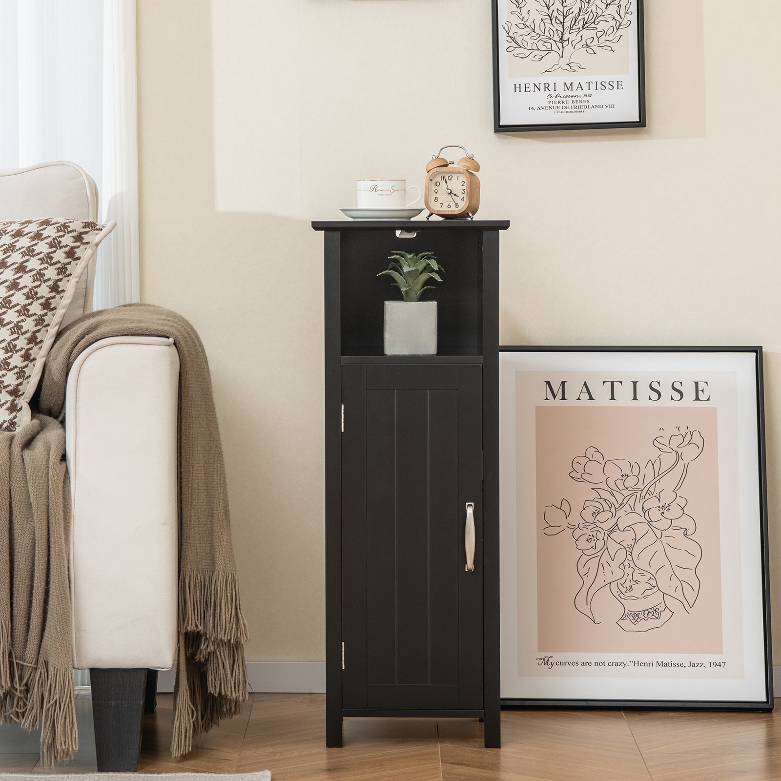 2-Tier Bathroom Storage Cabinet, Black Floor Cabinets at Gallery Canada