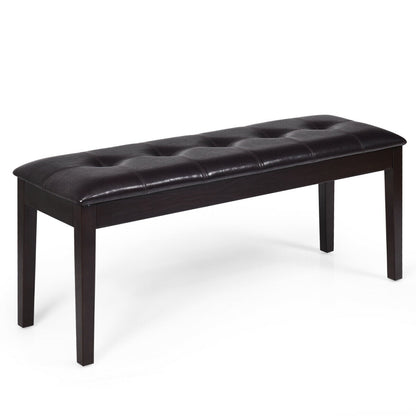 Upholstered Dining Room Bench, Solid Wood, Button Tufted, Brown Ottomans Brown at Gallery Canada