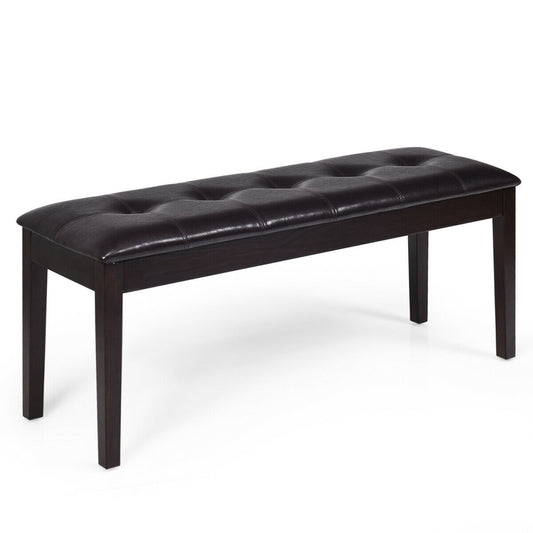 Upholstered Dining Room Bench, Solid Wood, Button Tufted, Brown Ottomans Brown at Gallery Canada