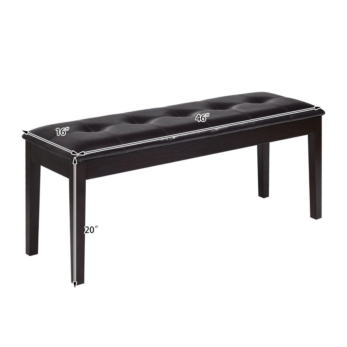 Upholstered Dining Room Bench, Solid Wood, Button Tufted, Brown Ottomans at Gallery Canada