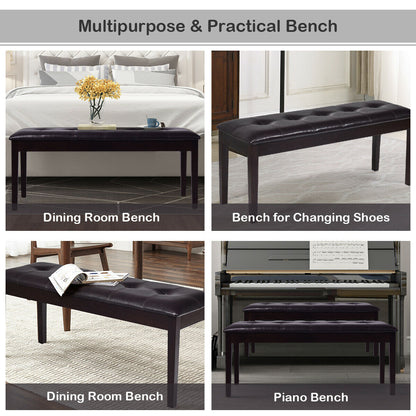 Upholstered Dining Room Bench, Solid Wood, Button Tufted, Brown Ottomans at Gallery Canada