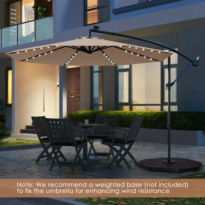 10 Feet Solar Offset Hanging Umbrella, 40 Lamp Beads, Tan Outdoor Umbrellas at Gallery Canada