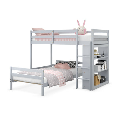 Twin Over Twin Loft Bunk Bed With Bookcase, Gray Bunk Bed Frame at Gallery Canada