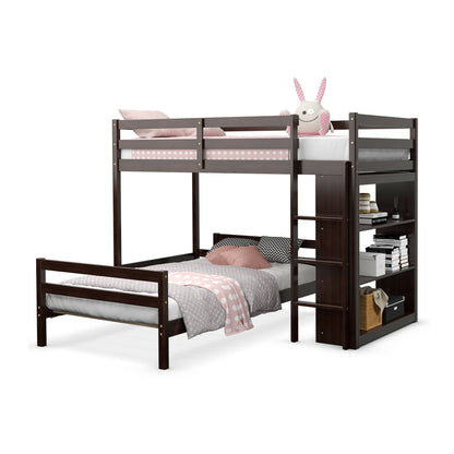 Twin Over Twin Loft Bunk Bed With Bookcase, Dark Brown Bunk Bed Frame at Gallery Canada