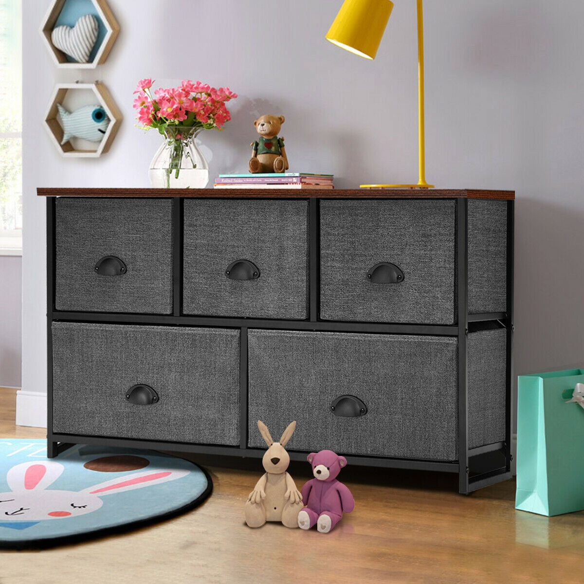 Wood Dresser Storage Unit, Side Table Display Organizer, Gray Dressers & Chests at Gallery Canada