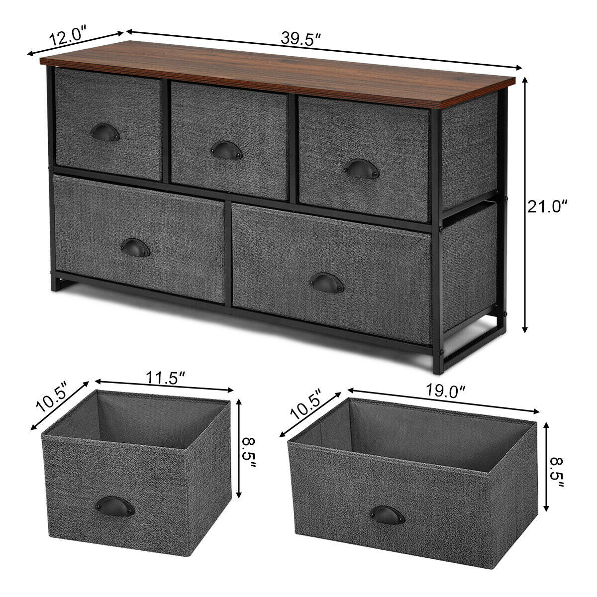 Wood Dresser Storage Unit, Side Table Display Organizer, Gray Dressers & Chests at Gallery Canada