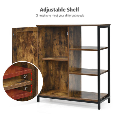 Freestanding Storage Cabinet, 3 Open Shelves With Doors, Rustic Brown Cabinets & Chests at Gallery Canada