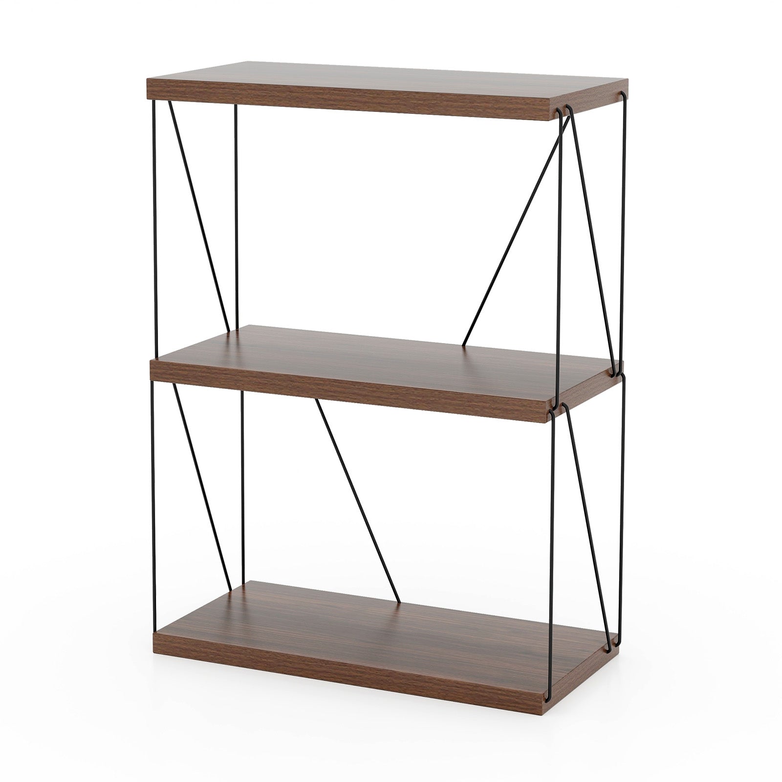 3-Tier Multipurpose Display Rack, Walnut, Metal Frame Bookcases at Gallery Canada