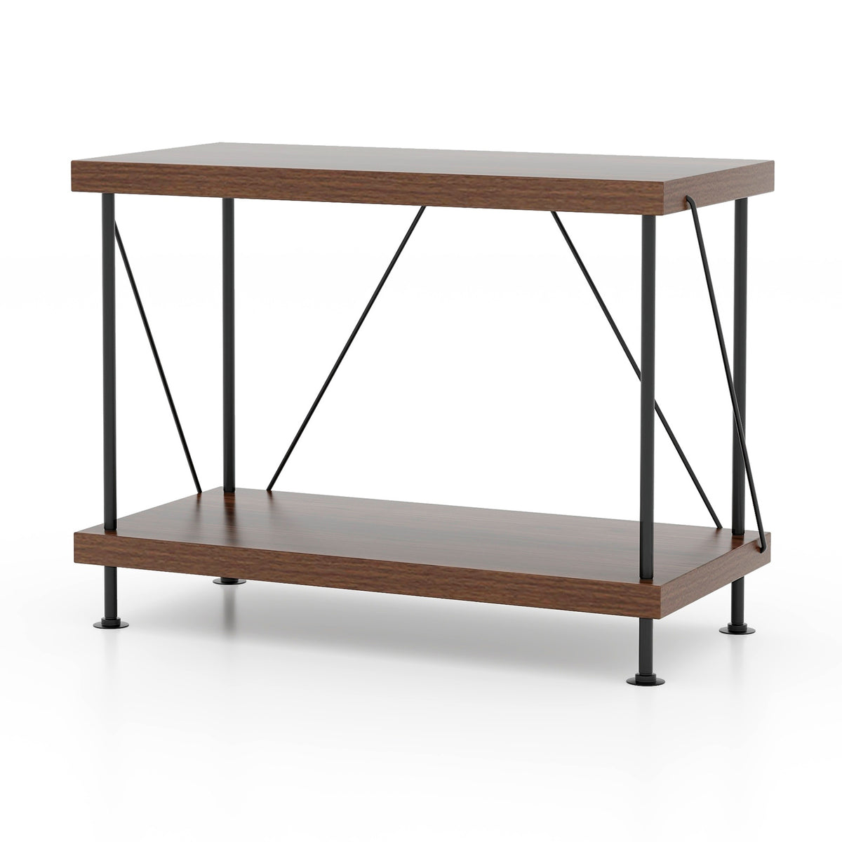 2 Tier Multipurpose Display Rack, Metal Frame, Walnut Bookcases at Gallery Canada