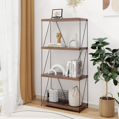 4-Tier Multipurpose Display Rack, Walnut, Metal Frame Bookcases at Gallery Canada
