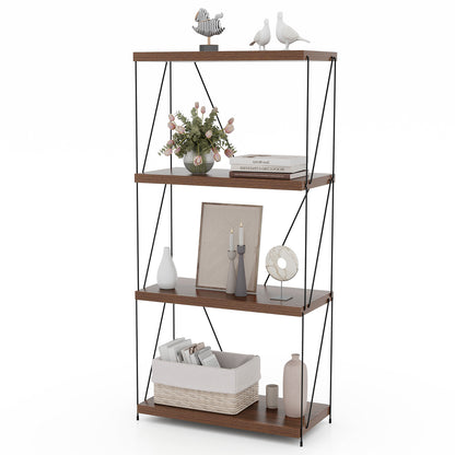 4-Tier Multipurpose Display Rack, Walnut, Metal Frame Bookcases at Gallery Canada
