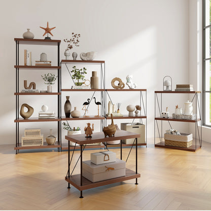 4-Tier Multipurpose Display Rack, Walnut, Metal Frame Bookcases at Gallery Canada